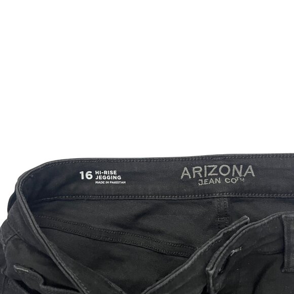 NWT Arizona Women's Size 16 Black High Rise Stretch Jeggings Denim Skinny Fit - Picture 4 of 16